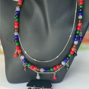 SOLD Paparazzi Silver 3-layer Multicolor Beaded Necklace Earrings Set